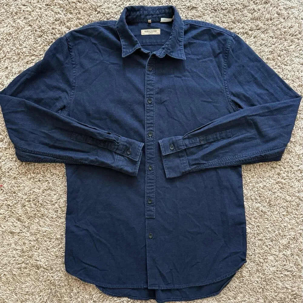 Levi’s Made & Crafted LMC Blue Button Up LS Shirt Cotton Men’s Size 1 / Small